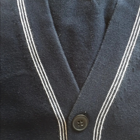 Tommy Hilfiger Men's Button down Sweater Cardigan Large Navy Blue white cotton - Picture 8 of 9